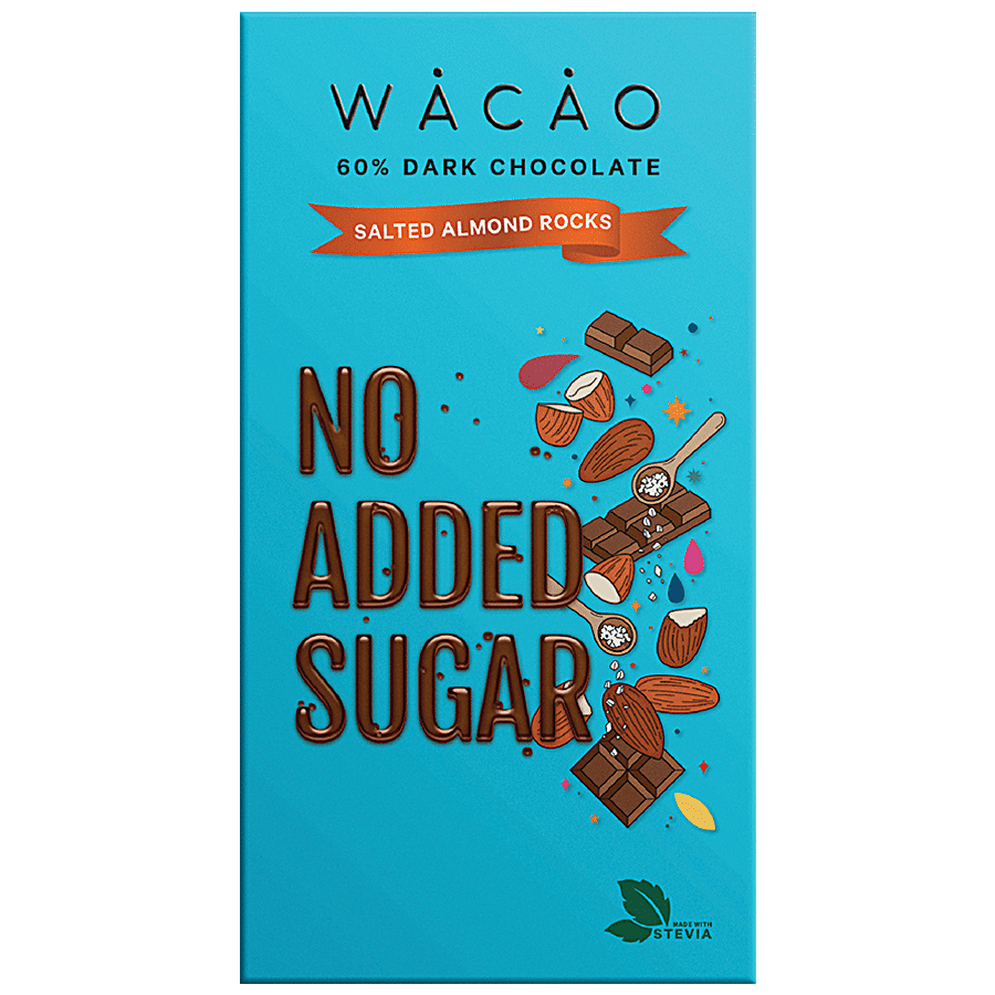 WACAO Salted Almond Rocks 60% Dark Chocolate Bar - Vegan