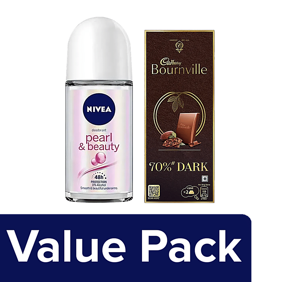 bb Combo Nivea Pearl & Beauty Women Deodorant 50 ml + Cadbury Bournville Chocolate 80g