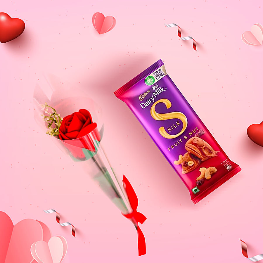 bb Combo Rose - Red Flower + Fruit & Nut Chocolate Bar