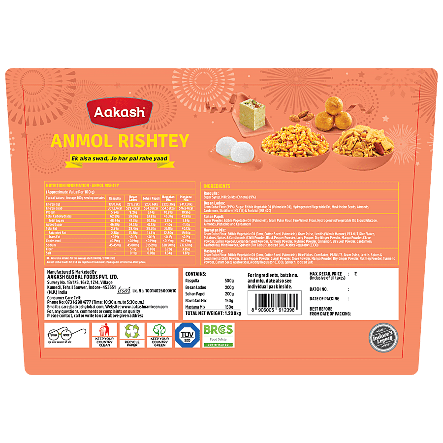 Aakash Anmol Rishtey Gift Pack - Traditional Indian Sweet & Savoury Mix