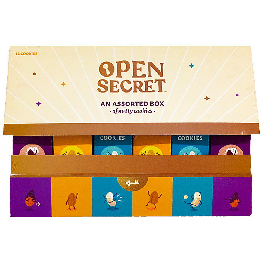 Open Secret Gift Box : Dryfruit Chocolate Nutty Cookies With Almonds