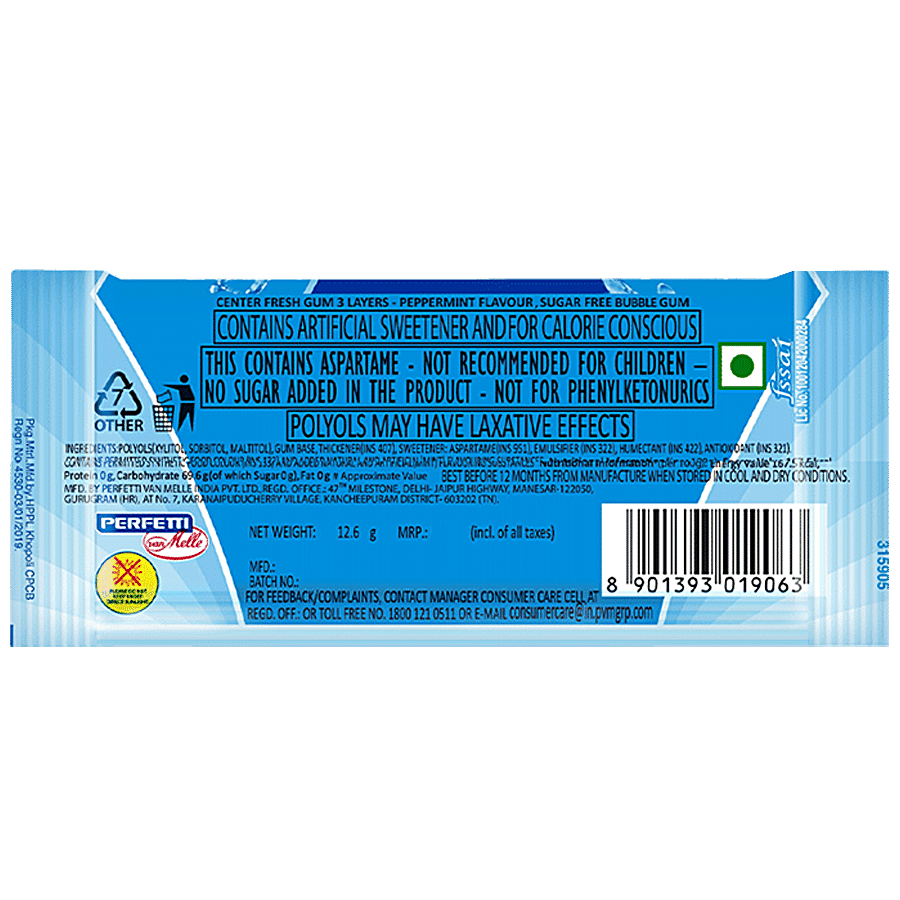 Center Fresh 3 Layer Gum - Sugarfreee Peppermint Flavour