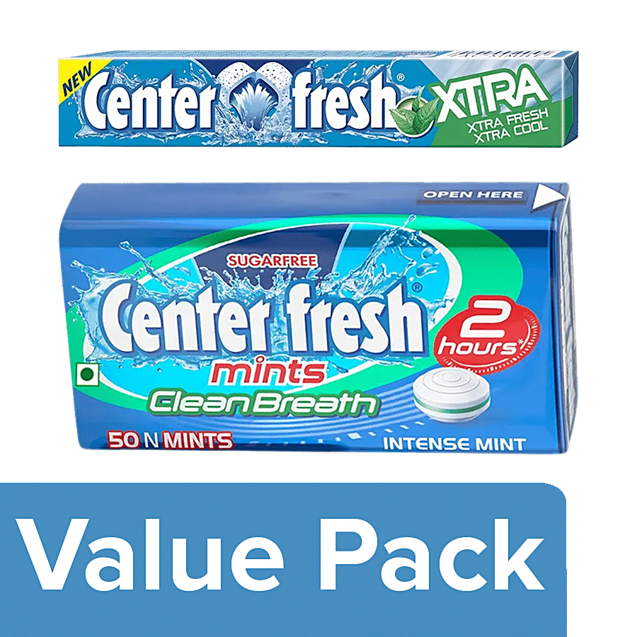 Center Fresh Mints Clean Breath Intense Mint - Menthol Eucalyptus + Xtra Peppermint Flavour