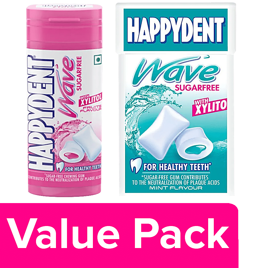 Happydent  Xylitol Sugarfree Fruits Flavour + Mint Flavour Chewing Gum Fliptop