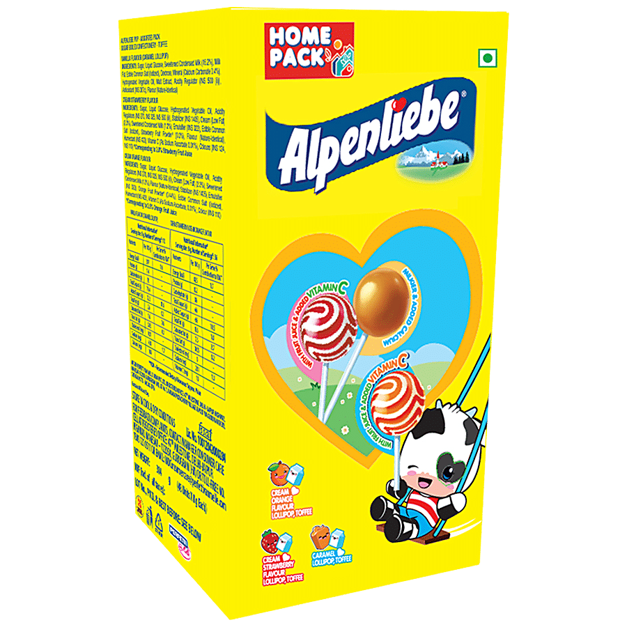 ALPENLIEBE Lollipop - Cream Orange & Strawberry & Caramel Flavour