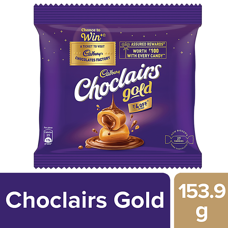 Cadbury Choclairs Chewy Choco Centre Toffee - Choclairs Gold