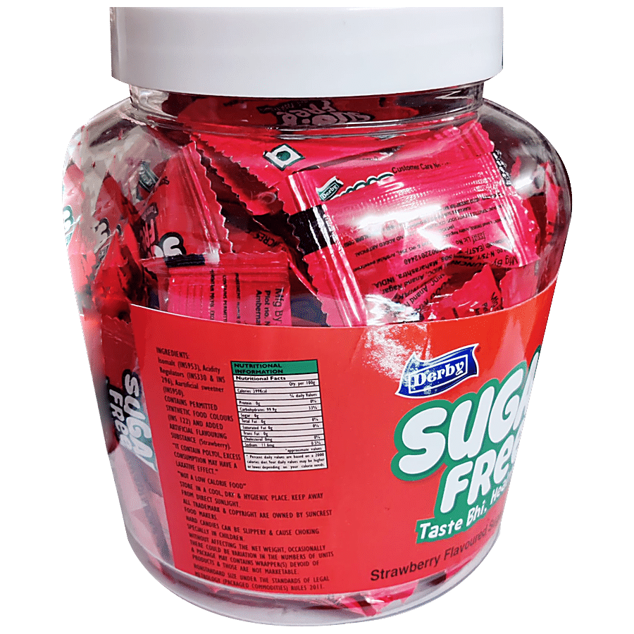 DERBY Strawberry Flavoured Sugar Free Candy - Crunchy