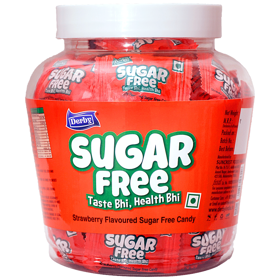 DERBY Strawberry Flavoured Sugar Free Candy - Crunchy