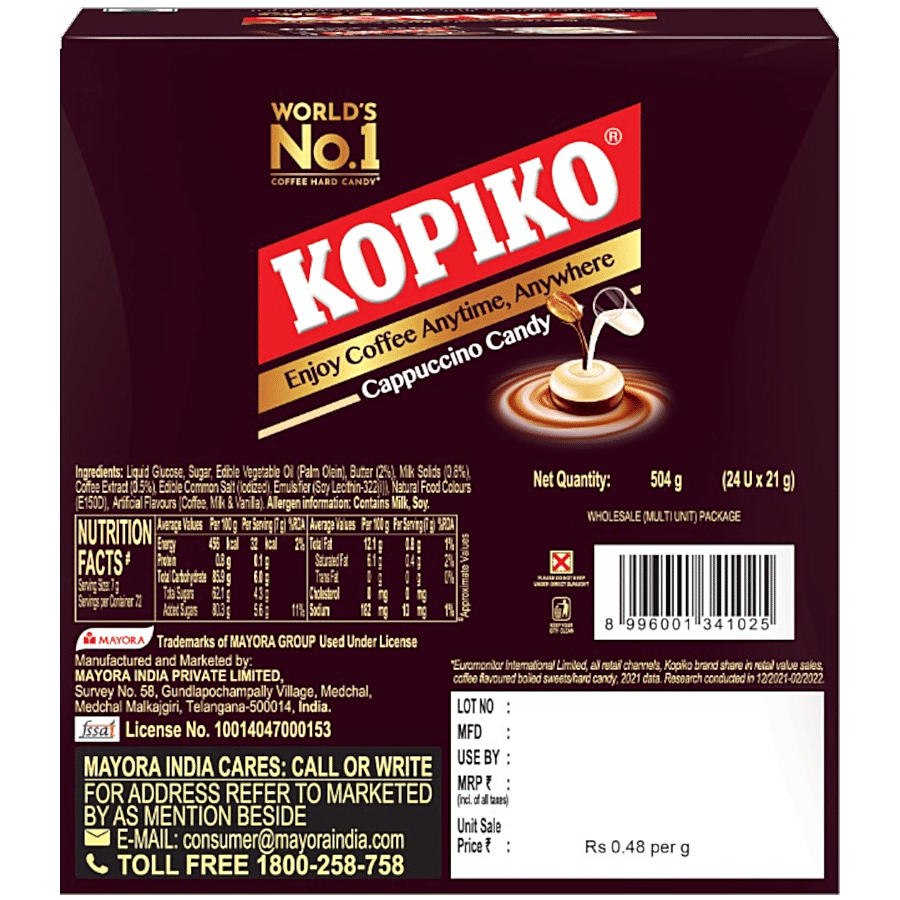 KOPIKO Cappuccino Coffee Candy - Worlds No 1 Coffee Candy