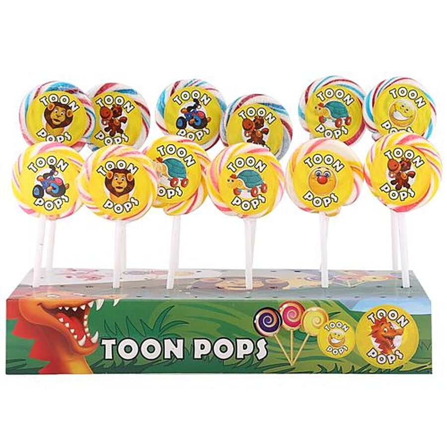 Toonpops SwirlPops Round Shape 2.5 Dia With Cartoon Stickers