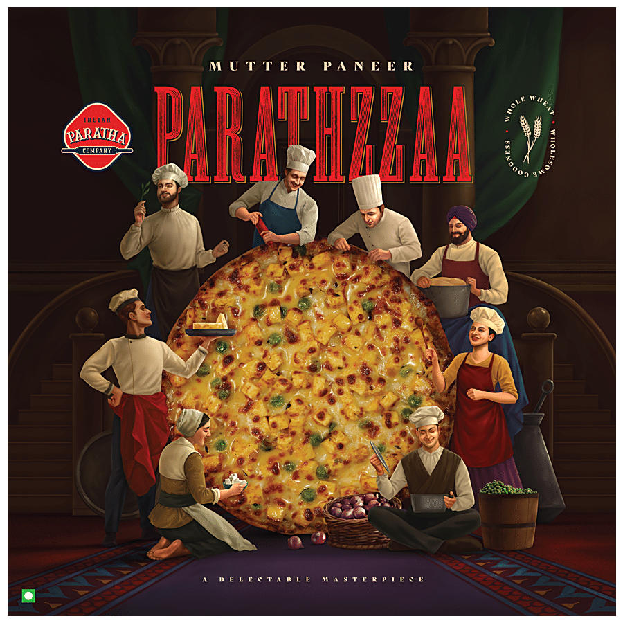 INDIAN PARATHA COMPANY Veg Base Mutter Paneer Parathzzaa - Indian Version Of Pizza