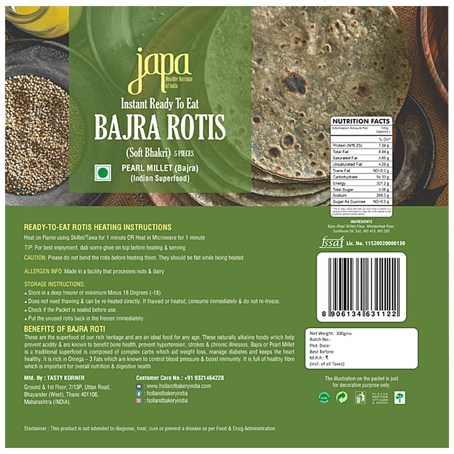 Japa Bajra Rotis - Instant Ready To Eat