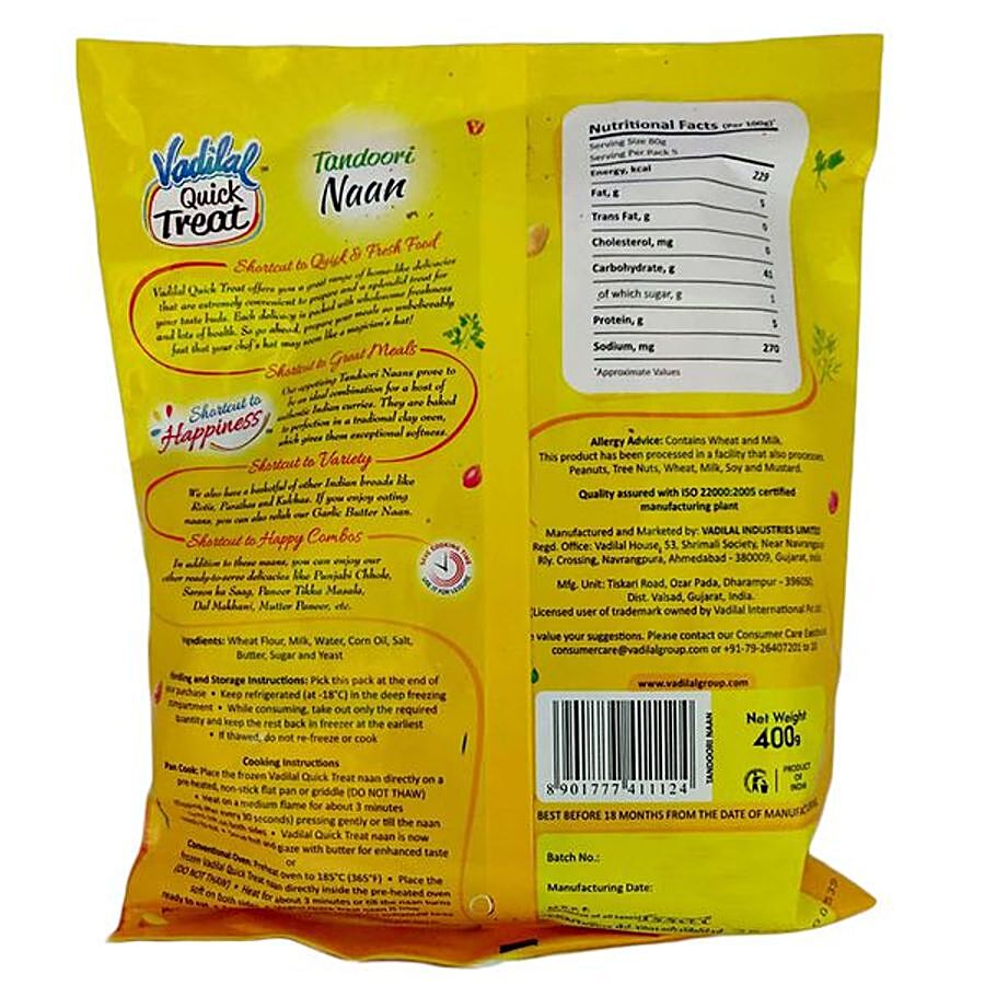 Vadilal Quick Treat Frozen Food - Tandoori Naan