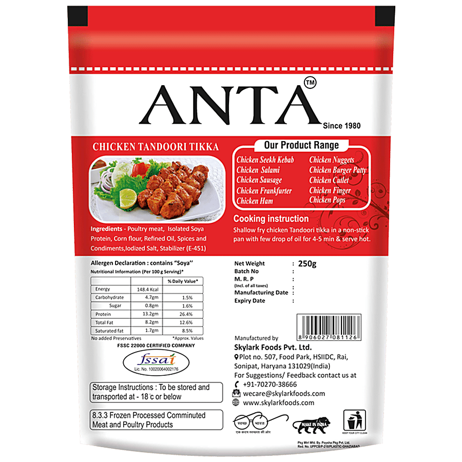 ANTA Chicken Tandoori Tikkas - Ready To Cook