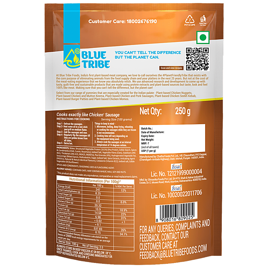 Blue Tribe Foods Chicken Sausages - Plant Based