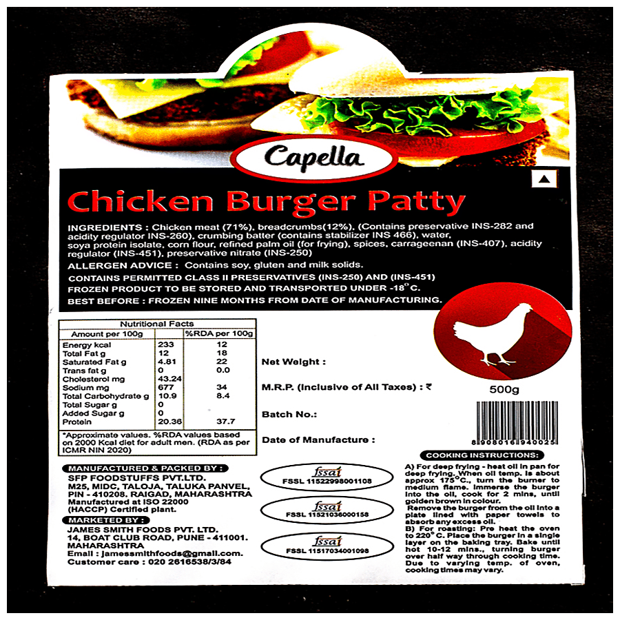 Capella Chicken Burger Patty