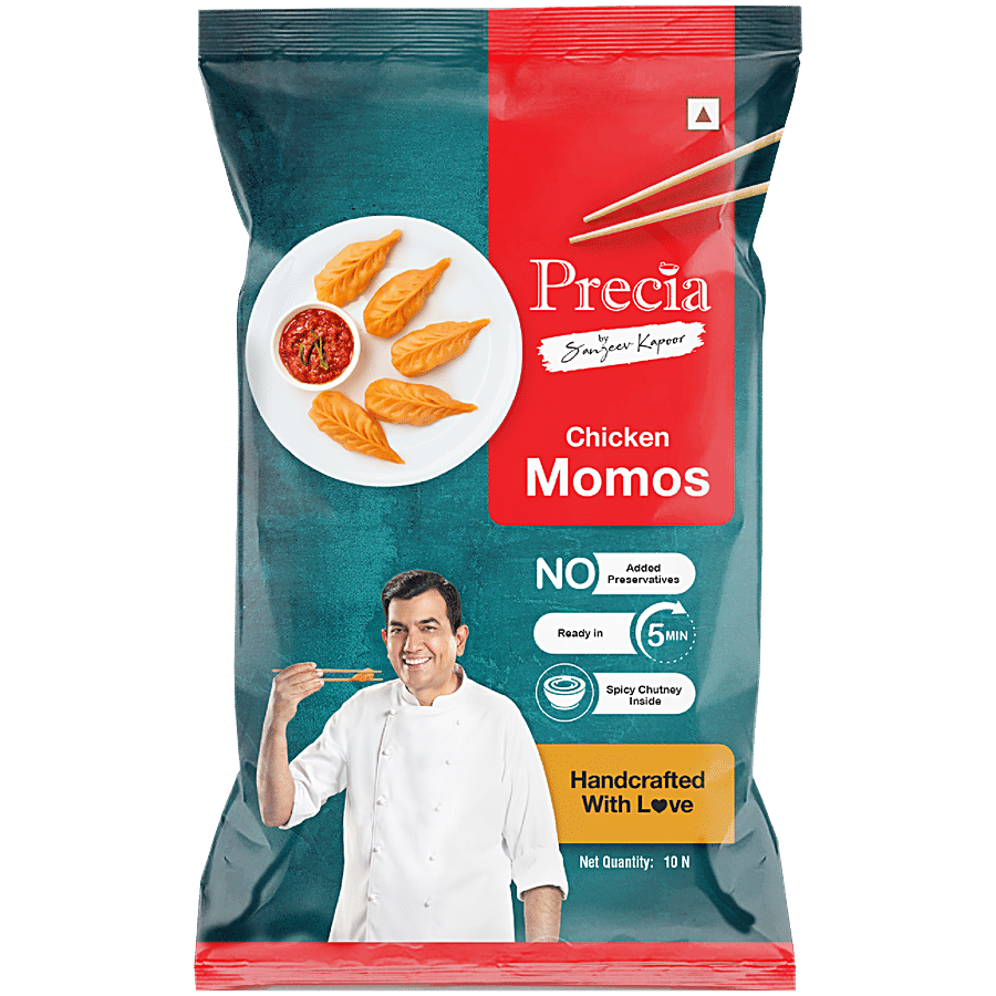 Precia Chicken Momos with Spicy Sauce