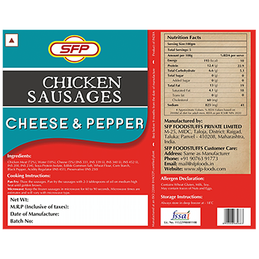 SFP Chicken Sausages - Cheese & Pepper