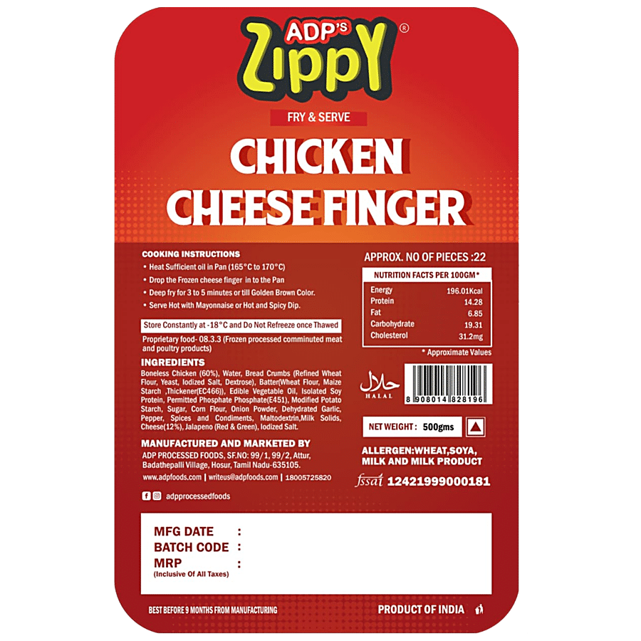 ZIPPY Chicken Cheese Finger - Fry & Serve