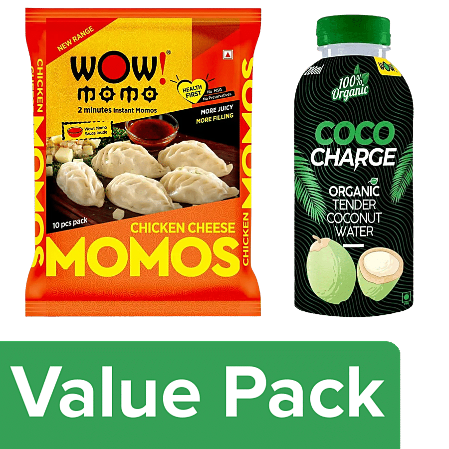 bb Combo Wow! Chicken Cheese Momos 10p + Wow! Organic Coconut Water 200ml