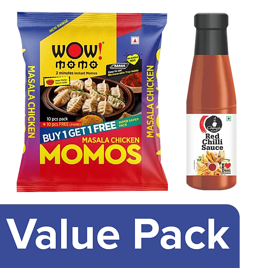 bb Combo Wow! Momo Masala Chicken Momos 20 pcs +Ching's Secret Secret Red Chilli Sauce 200 g