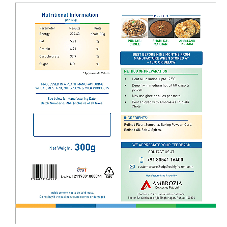 Ambrozia Freshly Frozen Bhatura - Heat From Frozen