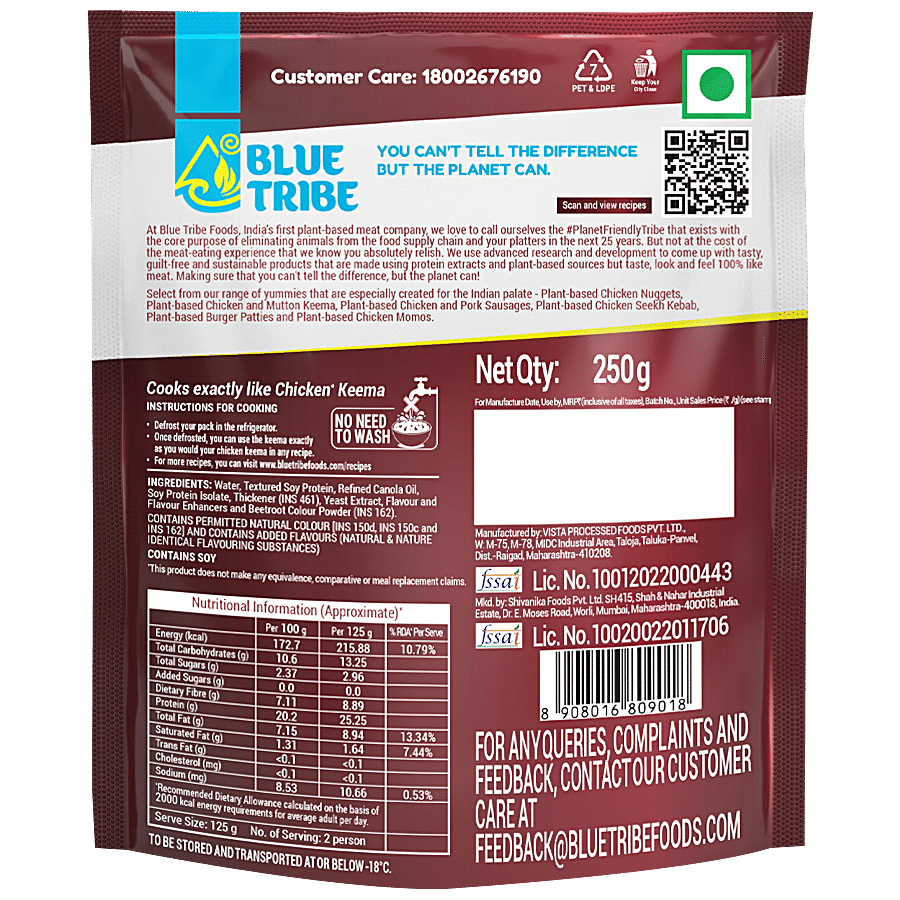 Blue Tribe Foods Plant Based Chicken Keema - Zero Cholesterol & High Protein