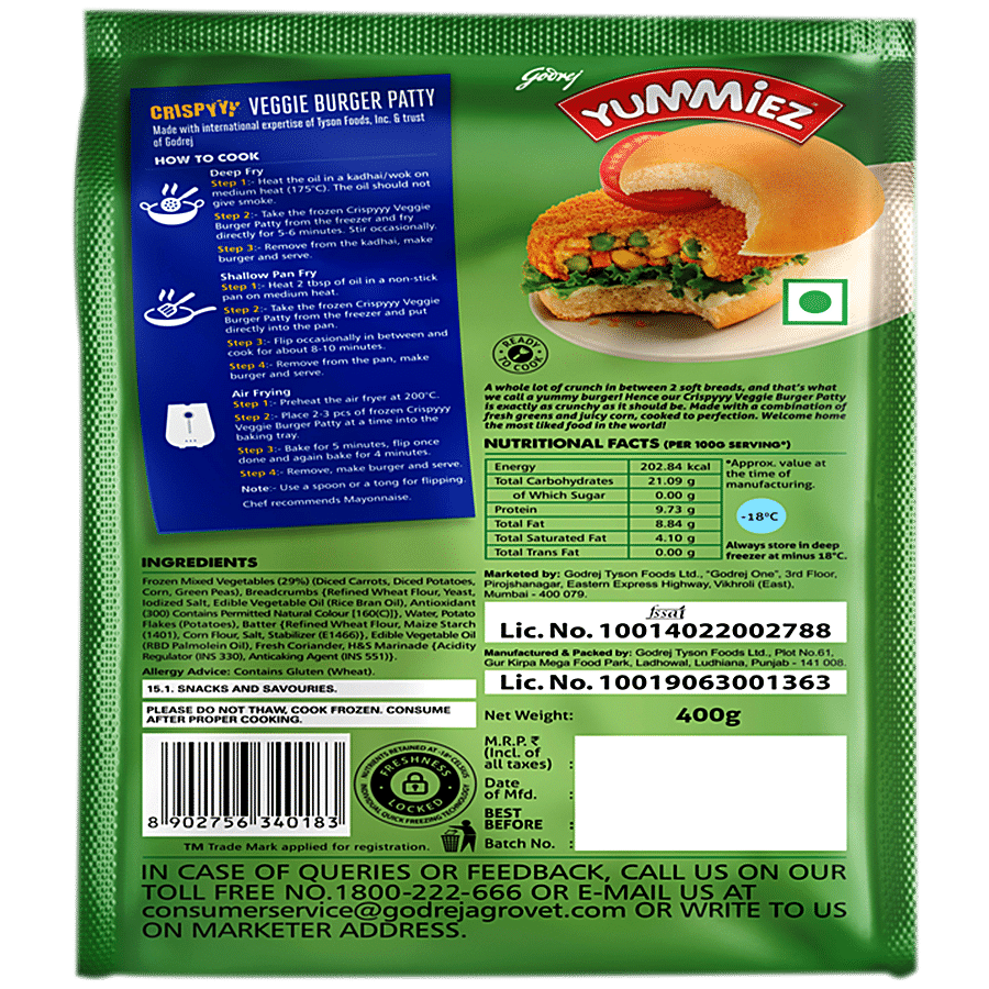 Godrej Yummiez Yummiez Crispy Veggie Burger Patty