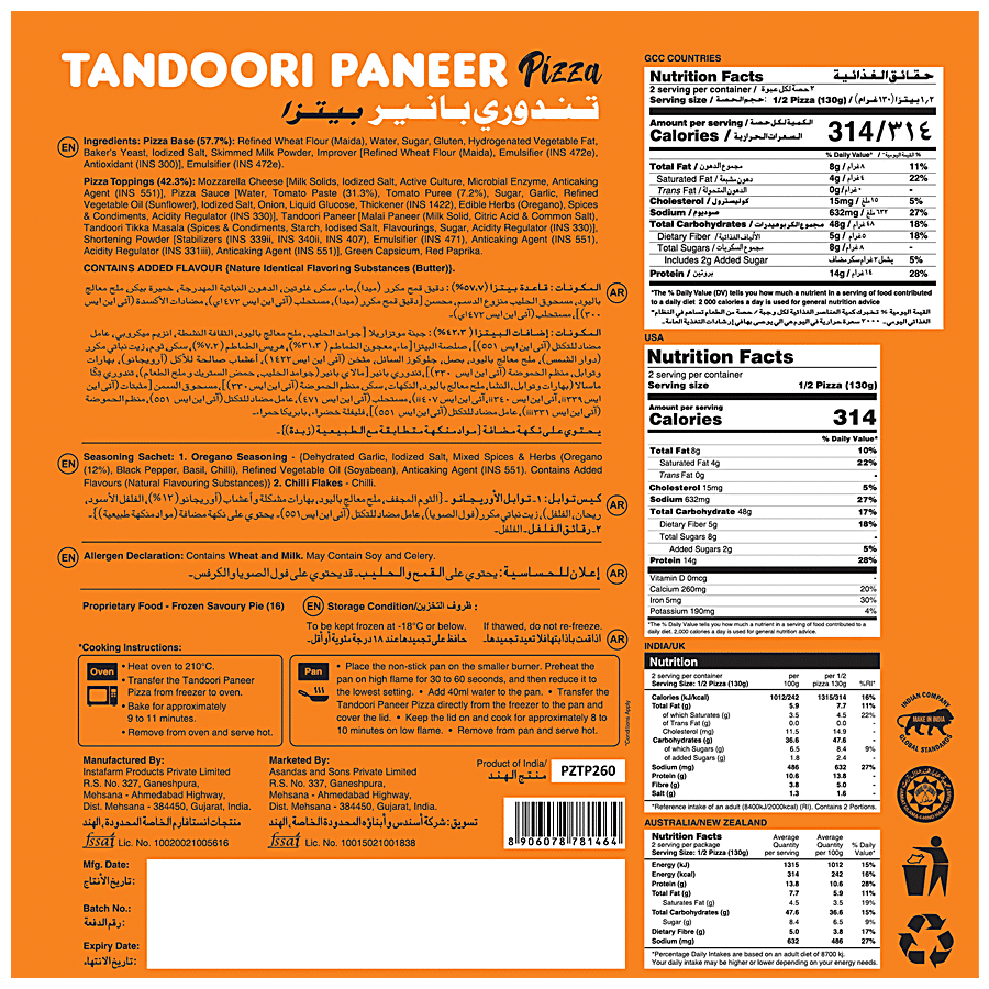 HyFun Tandoori Paneer Pizza - Regular Base