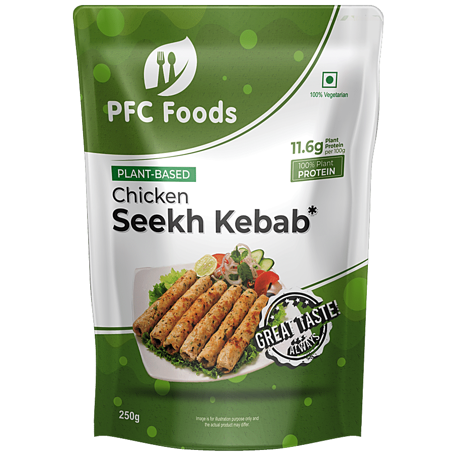 PFC Foods Plant-Based Chicken Seekh Kebab - Vegetarian & Great Taste