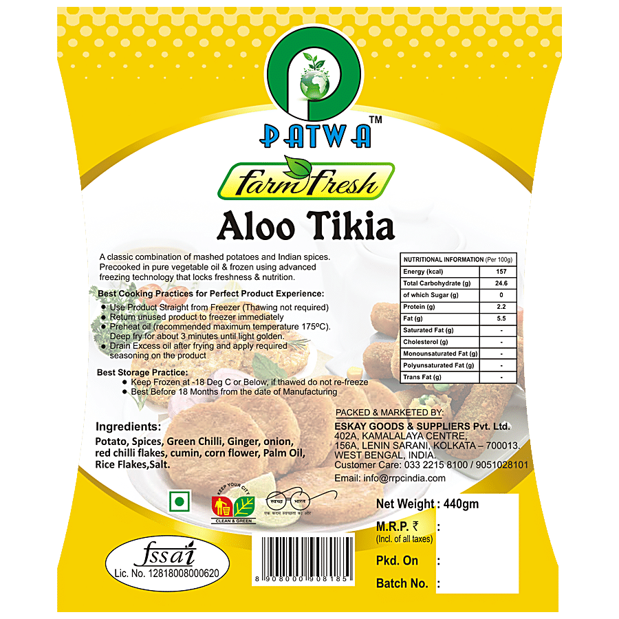 Patwa Farm Fresh Aloo Tikia