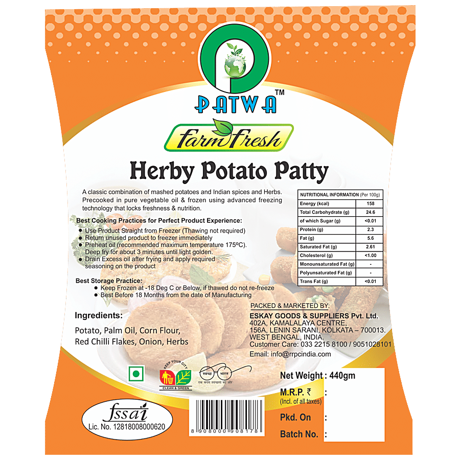 Patwa Farm Fresh Herby Potato Patty