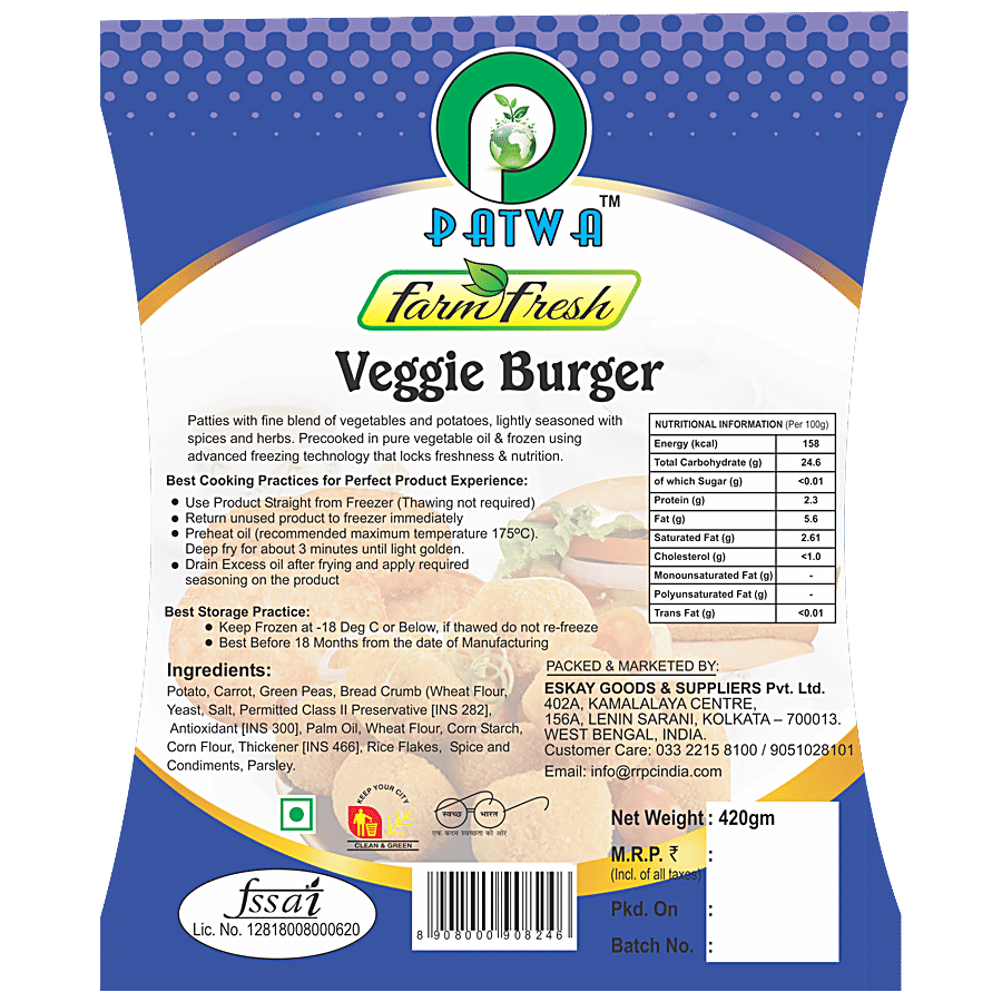 Patwa Farm Fresh Veggie Burger