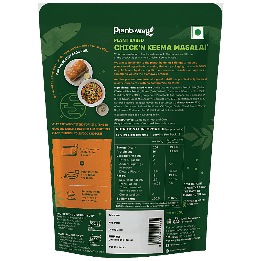 Plantaway Plant Based Keema Masala Chick'n - Zero Trans Fats