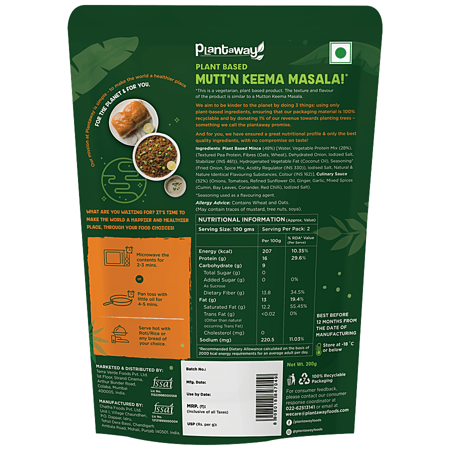 Plantaway Plant Based Keema Masala Mutt'n - Zero Trans Fats