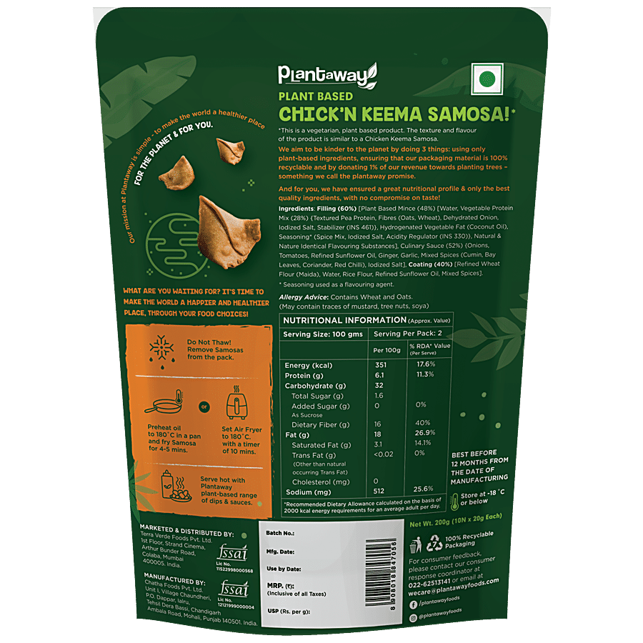 Plantaway Plant Based Keema Samosa Chick'n - Zero Trans Fats