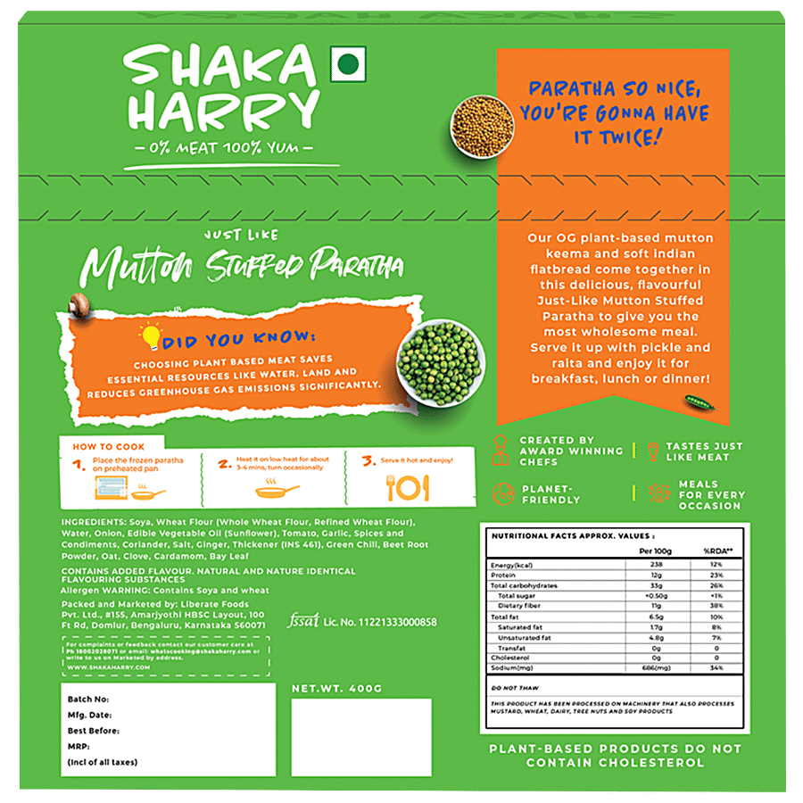 Shaka Harry Just Like Mutton Stuffed Paratha - Plant Based