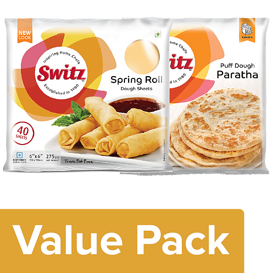 Switz Spring Roll Sheets - 15x15 cm - 40 pcs + Paratha Puff 5 pcs