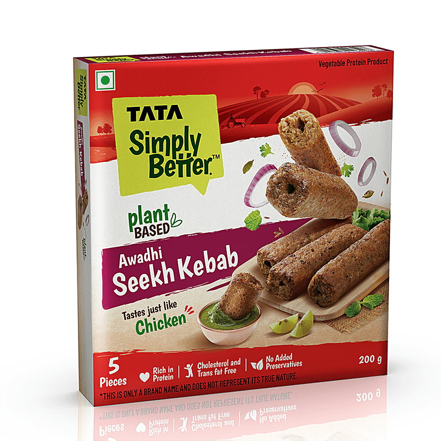 Tata Simply Better Plant-Based Chicken Awadhi Seekh Kebab - Tastes Just Like Chicken