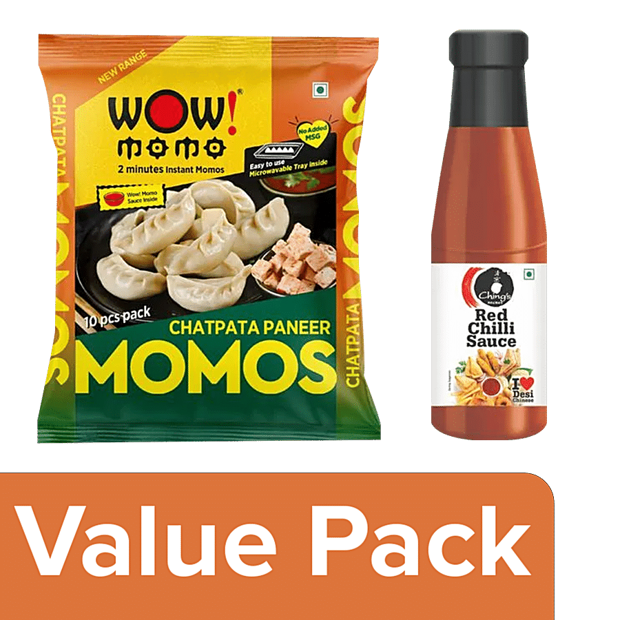 bb Combo Wow! Momo Chatpata Paneer Momos 10 pcs + Ching's Secret Red Chilli Sauce 200 g