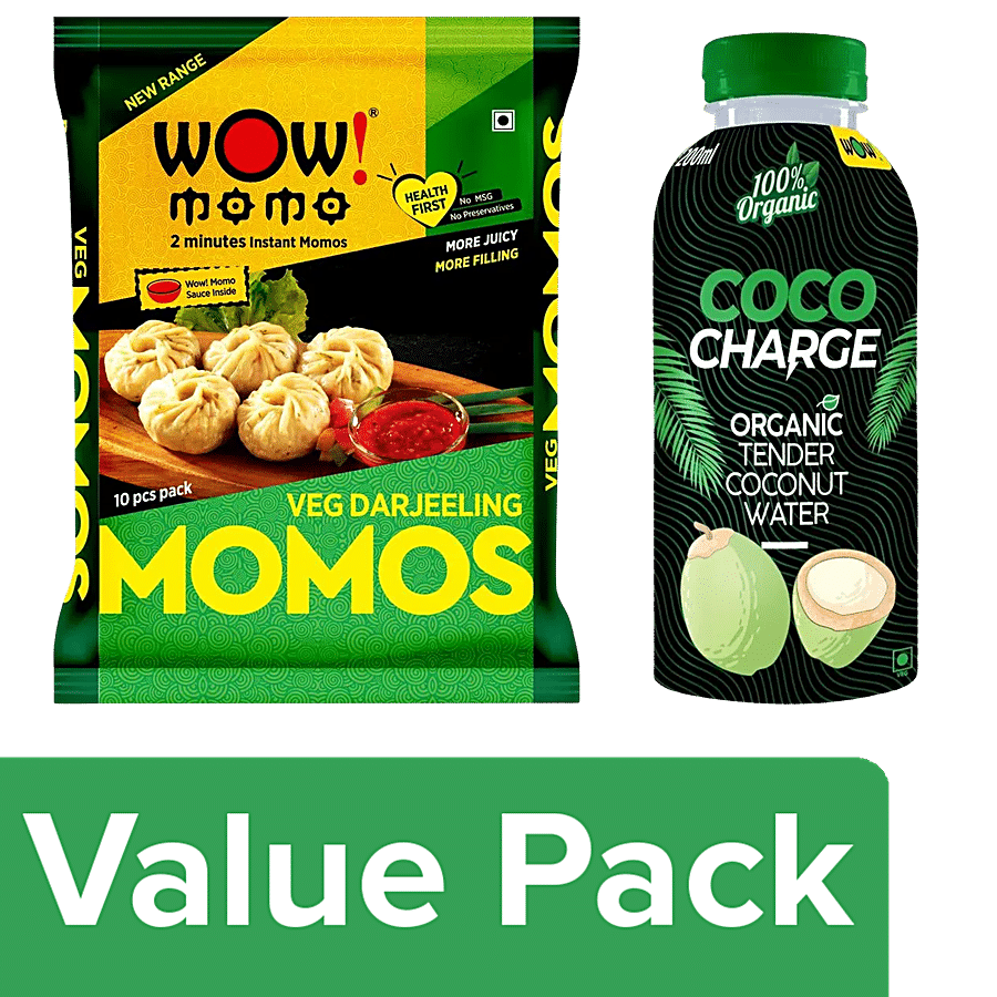 bb Combo Wow! Veg Darjeeling Momos 10p + Wow! Organic Coconut Water 200ml