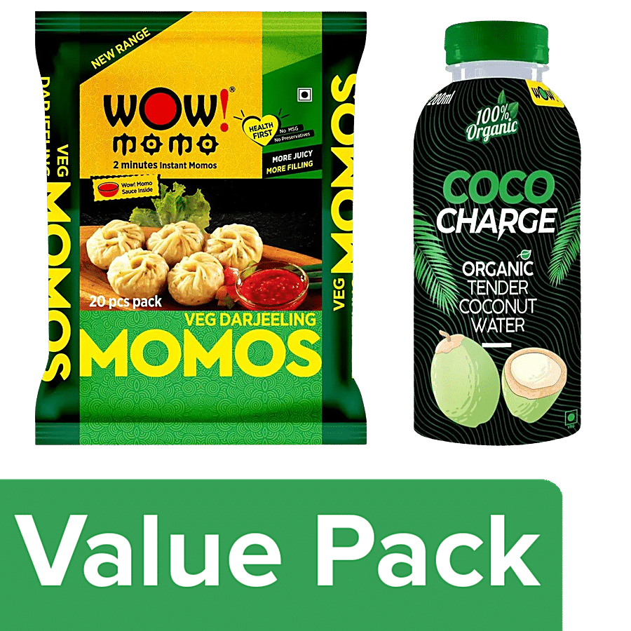 bb Combo Wow! Veg Darjeeling Momos 20p + Wow! Organic Coconut Water 200ml