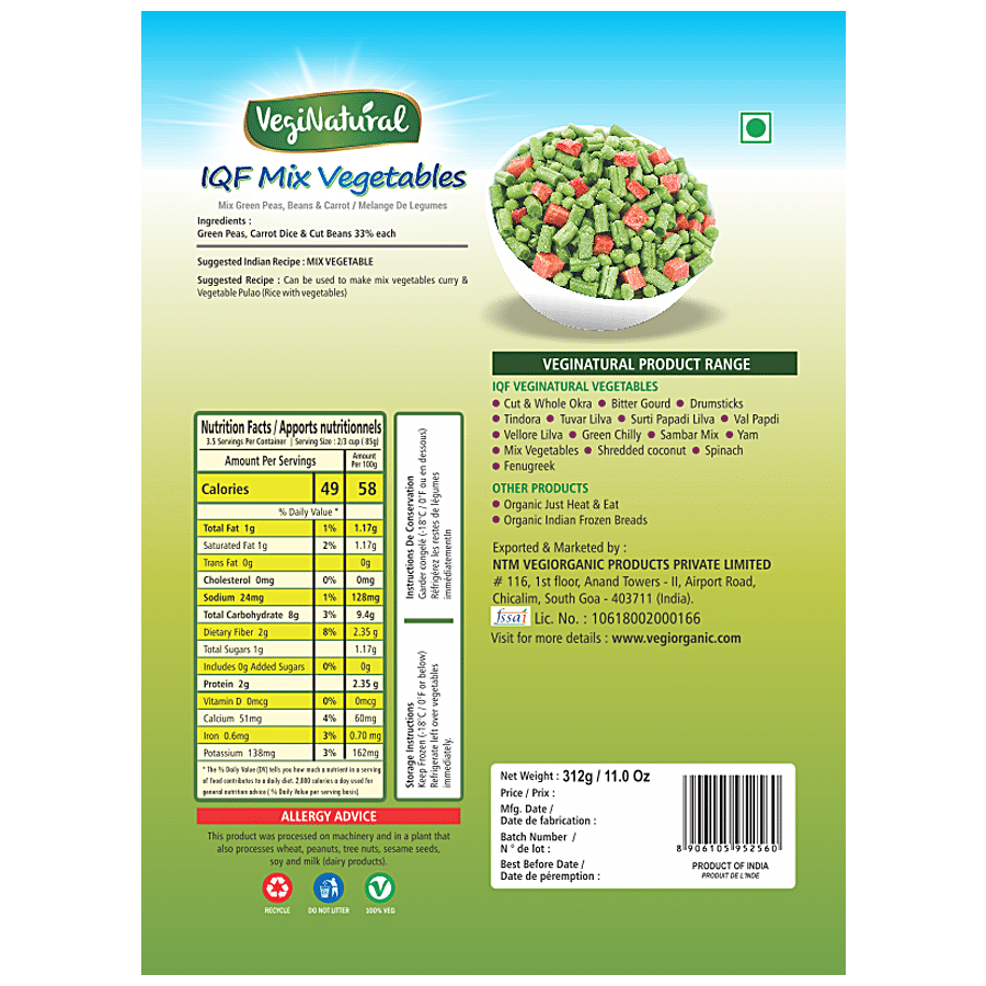 VEGINATURAL Mix Vegetables - Peas