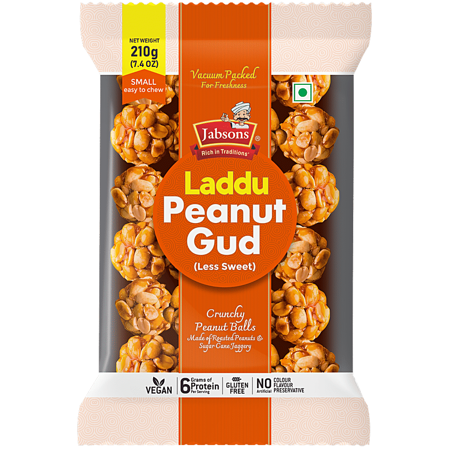 JABSONS Chikki Peanuts Laddu - Jaggery Based Healthy Snack