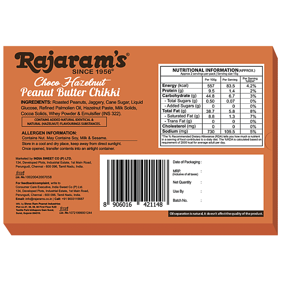 Rajaram's Peanut Butter Chikki - Choco Hazelnut