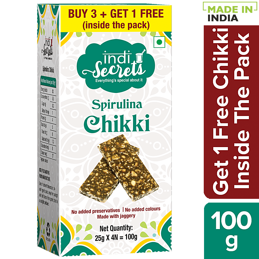 indiSecrets Spirulina Chikki With Jaggery