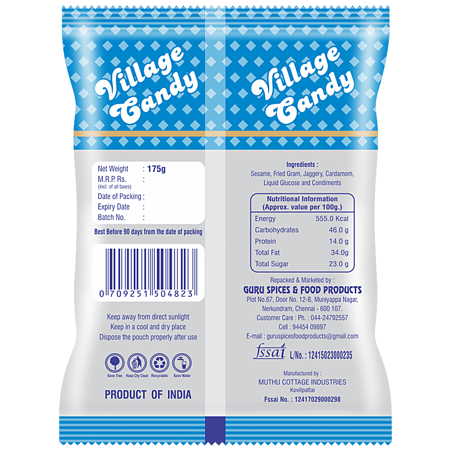 GOD SPEED Original Kovilpatti Black Sesame Candy - High In Nutrients