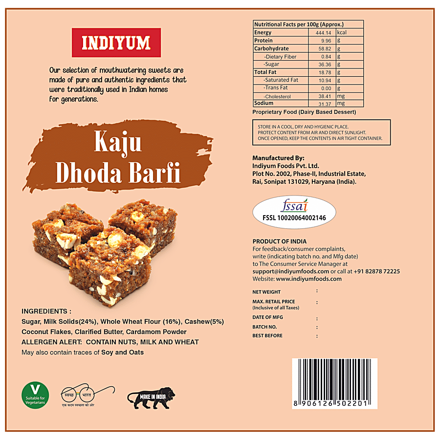 Indiyum Kaju Dhoda Burfi - Gift Health This Season