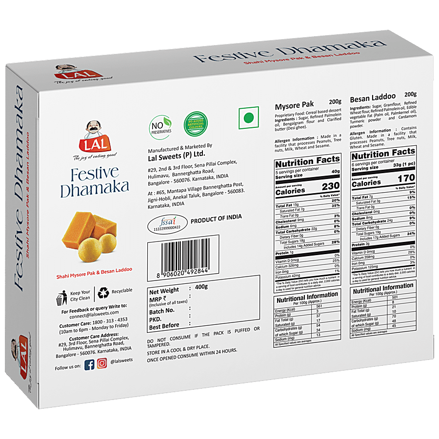 Lal Festive Dhamaka - Shahi Mysore Pak & Besan Laddoo