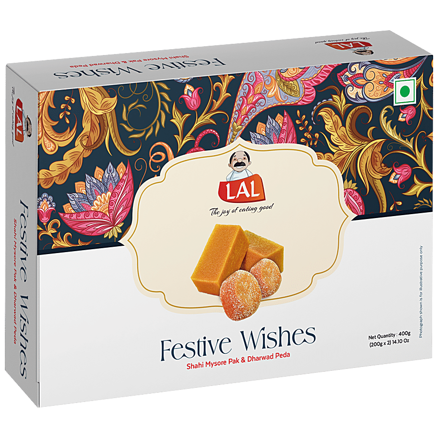 Lal Festive Wishes - Shahi Mysore Pak & Dharwad Peda